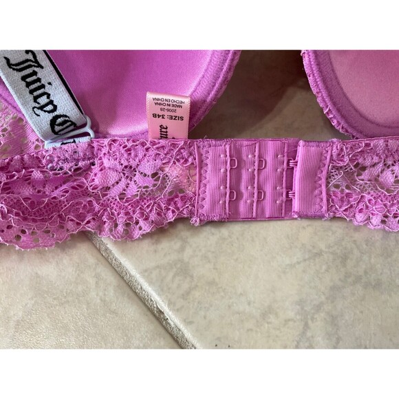 Juicy Couture Lacy underwire Bra Sz 34B Wide spell logo Straps - Picture 6 of 6